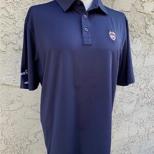 Heroes Link Golf Shirt Large Straight Down Performance Navy Blue MVAT